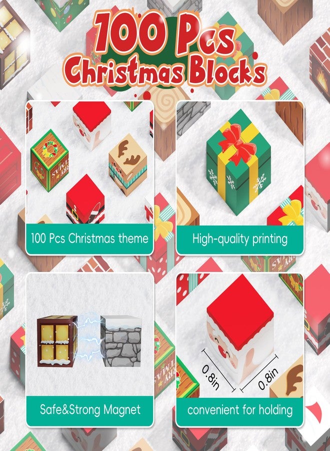 Timetome Magnetic Blocks, 100PCS Magnetic Building Block Cubes, STEM Montessori Sensory Toys for Kids Boys Girls Ages 3 4 5 6 7 8 9 10 (Christmas Version) - Image 5
